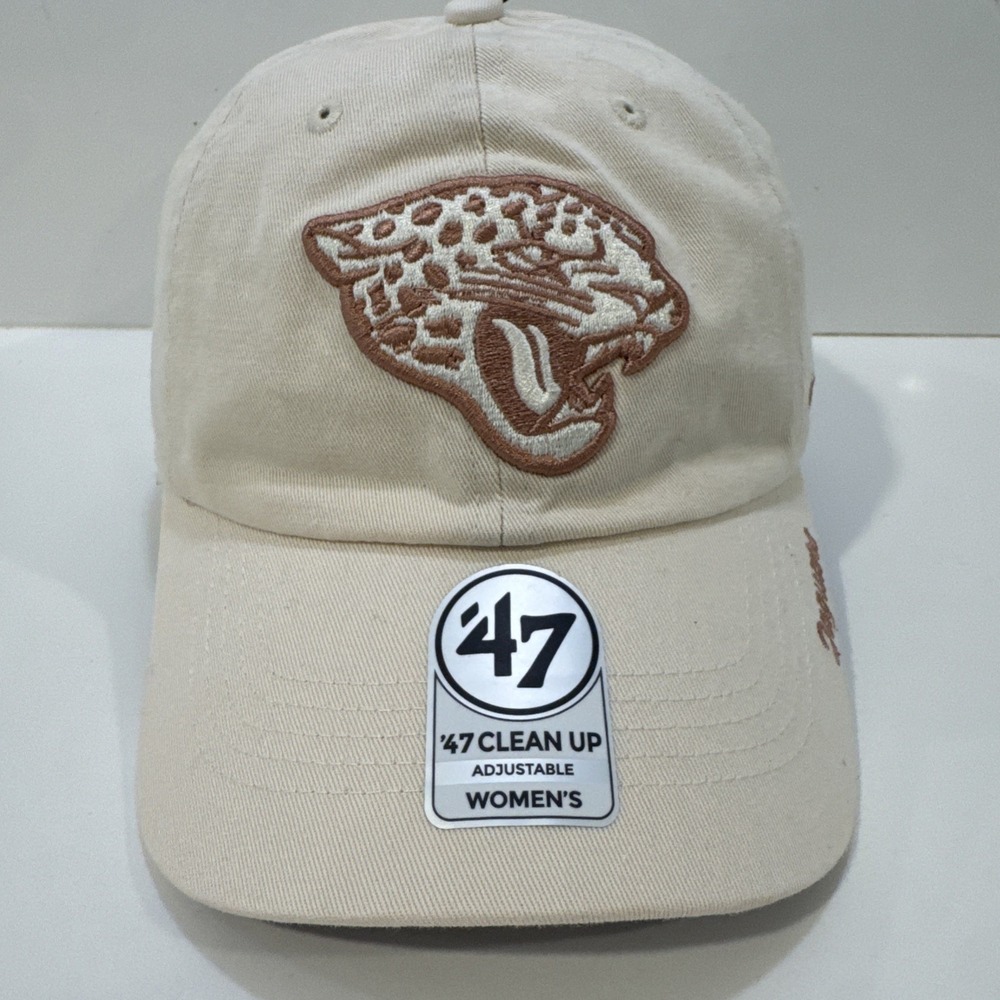Jacksonville Jaguars '47 Brand Clean Up Adjustable Womens Hat Cream Logo NFL NWT
